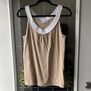 Joseph Beige Top with White Textured Collar